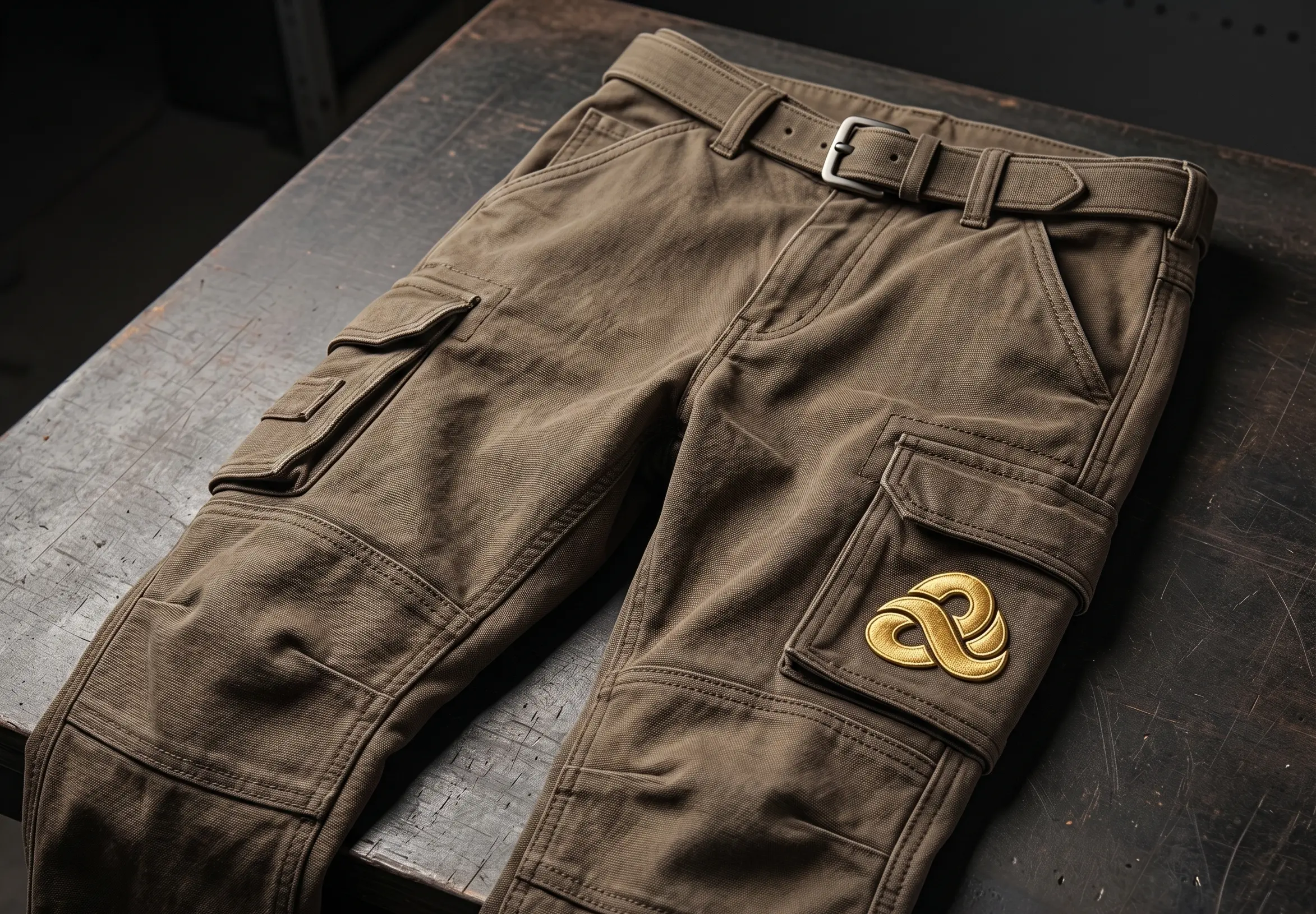 Özipek logolu dayanıklı kargo iş pantolonu üretimi.