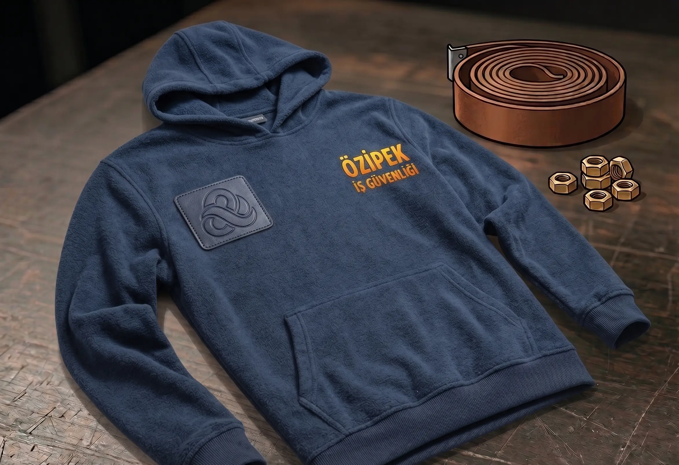 Kurumsal logolu outdoor kapüşonlu sweatshirt.